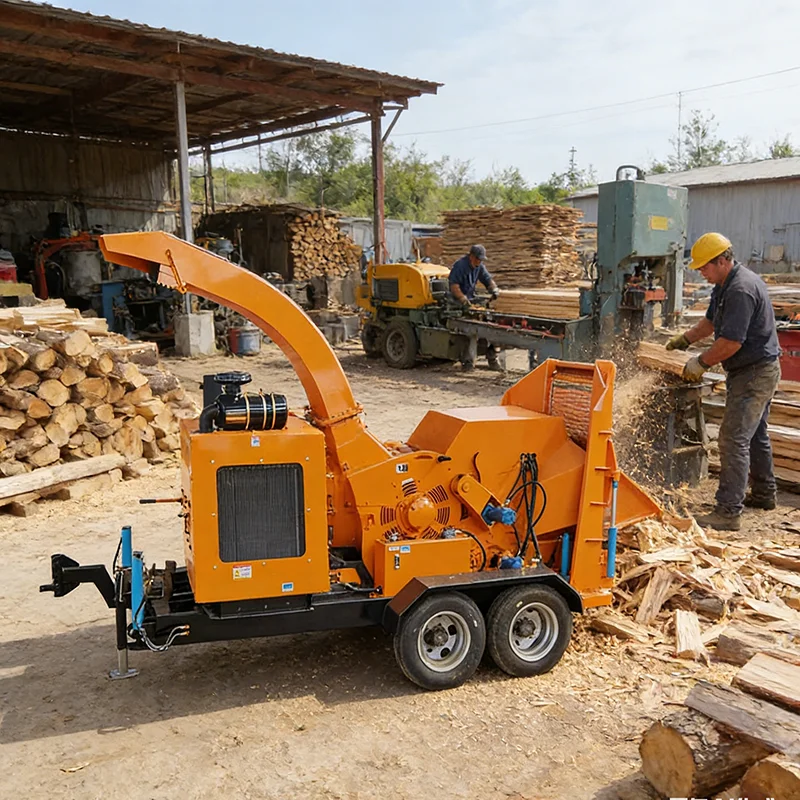 

Customized Diesel Wood Chipper 7 Inch Chipping Diameter Large Scale Industrial Wood Processor for Branch Sawdust Making Machine