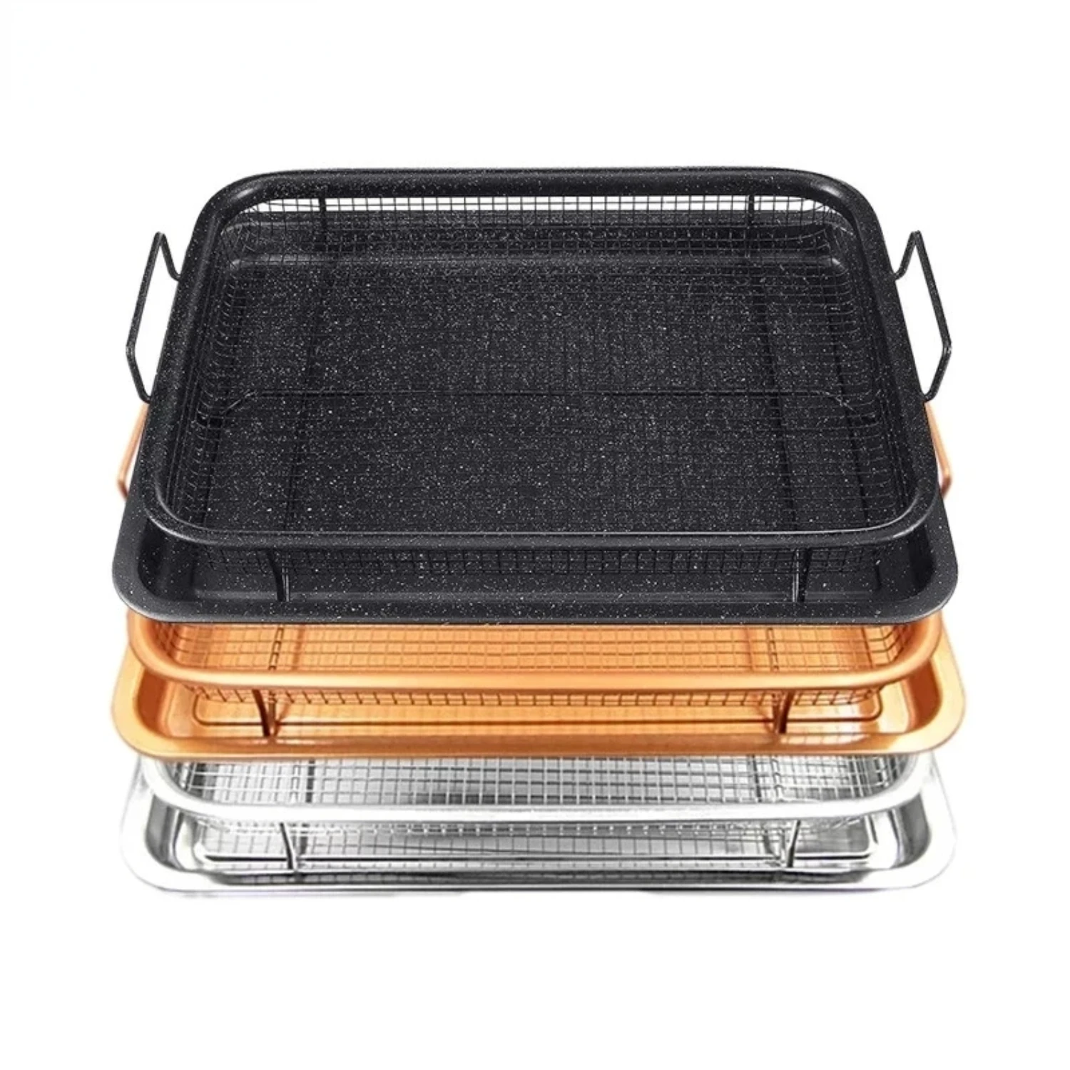 

Non-stick Copper Baking Pan for Oil Frying and Baking, Versatile Chips Basket and Grill Mesh Baking Tray, Durable Baking Dish fo