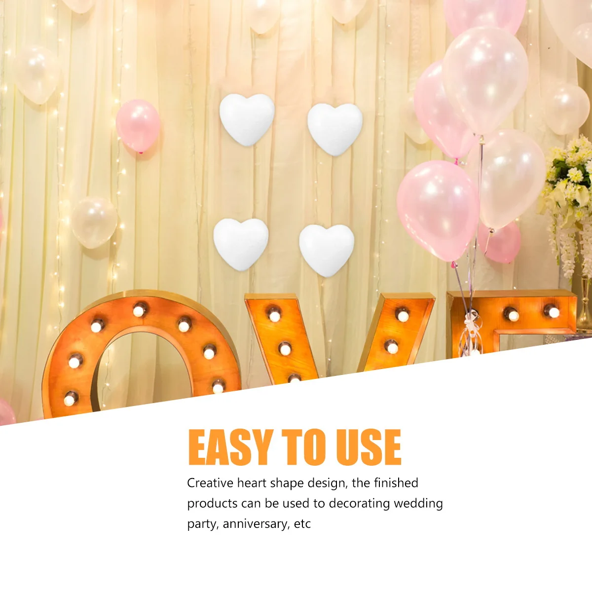 

5Pcs Foam Heart Shaped DIY Crafting Supplies Heart Shape Modeling for Party Decoration Gift Foams Modeling