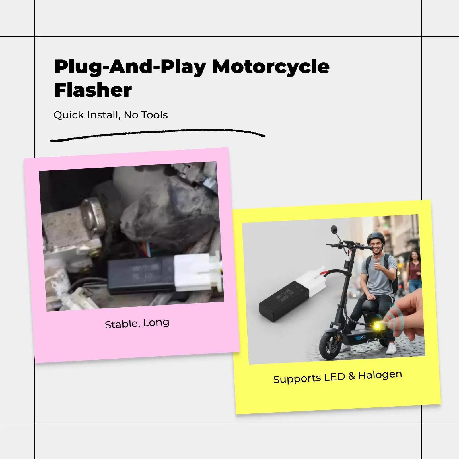 6xMotorcycle Flasher Controller, light-emitting diode Turn alert Buzzer, Adjustable, portable Drive Shape U-disk 3-wire 12V