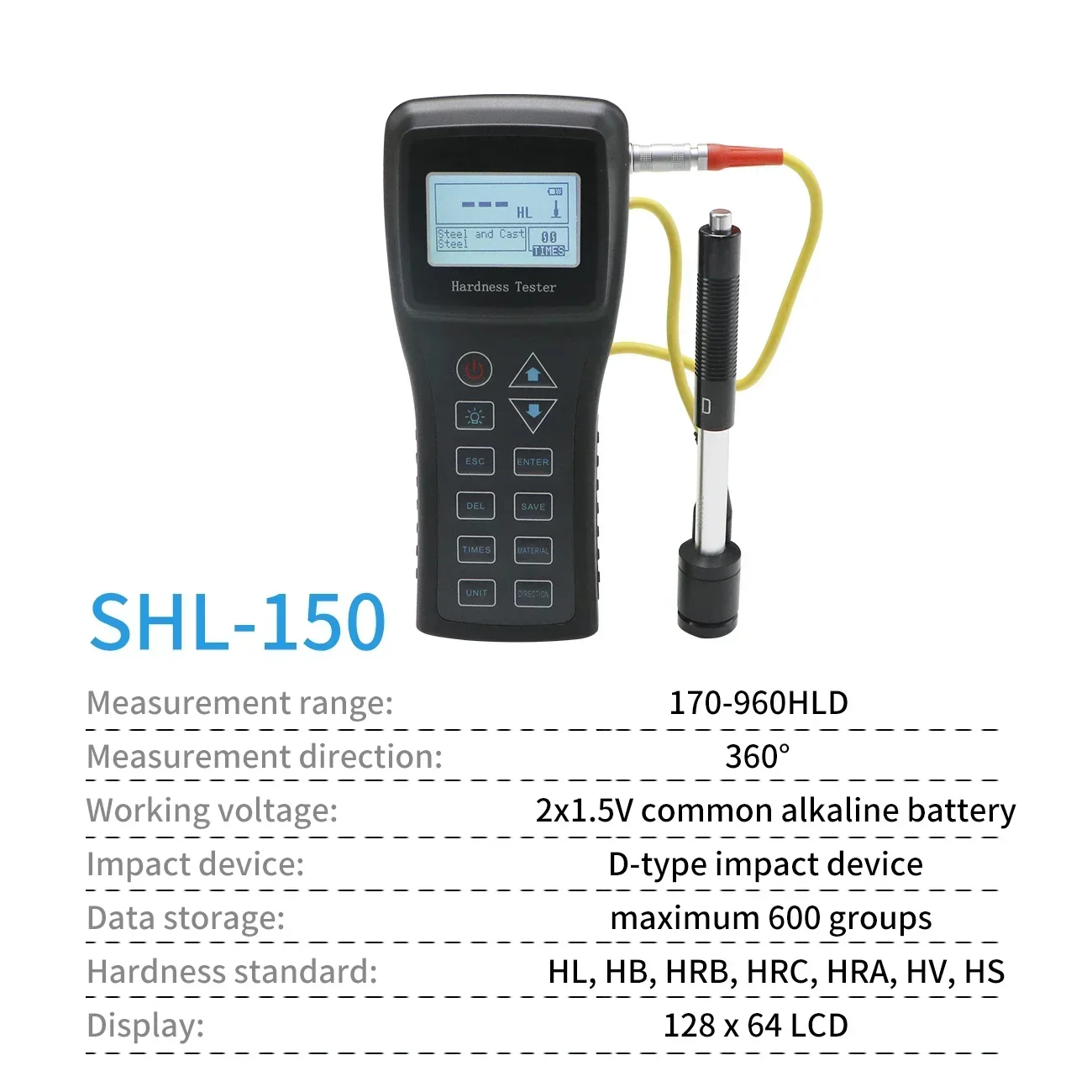 SL-150 Portable Digital Leeb Hardness Tester Multifunction Hardness Tester LCD Display High Precision