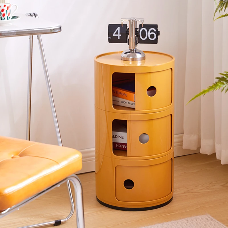 Bedroom  Round Mobile Nightstands Nordic Storage Cabinet Mini Bedside Table Storage Rack Night Table Furniture Home Accessories