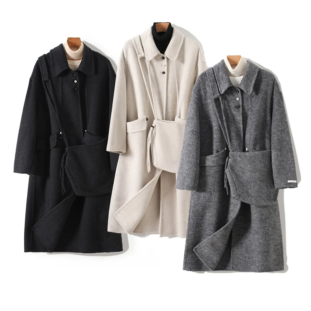 

Двустороннее шерстяное пальто средней длины на 3 пуговицах, компактное, осенне-зимнее, новая модель, для повседневной носки, с обычным и длинным рукавом