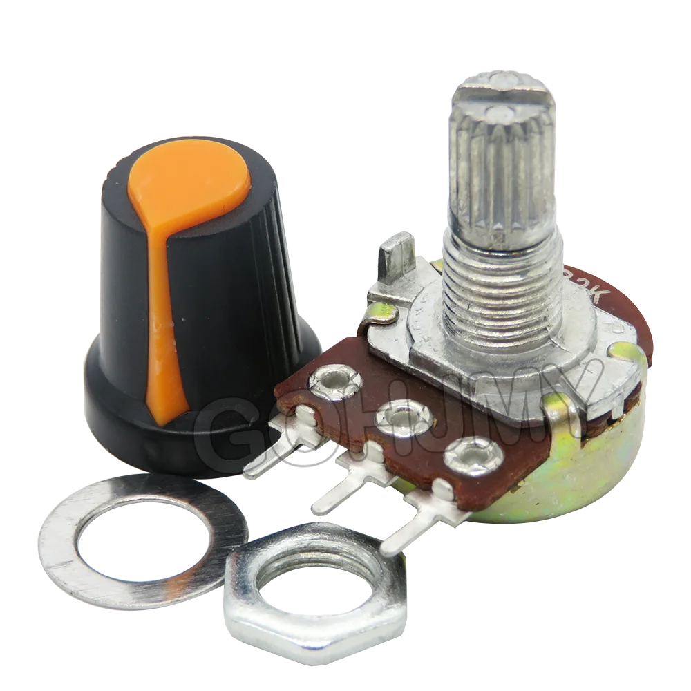 1Set WH148 3Pin 15mm Rotary Potentiometer Orange B1K B2K B5K 10K 20K 50K 100K 250K 500K 1M Wound resistor 1k- 1M Ohm