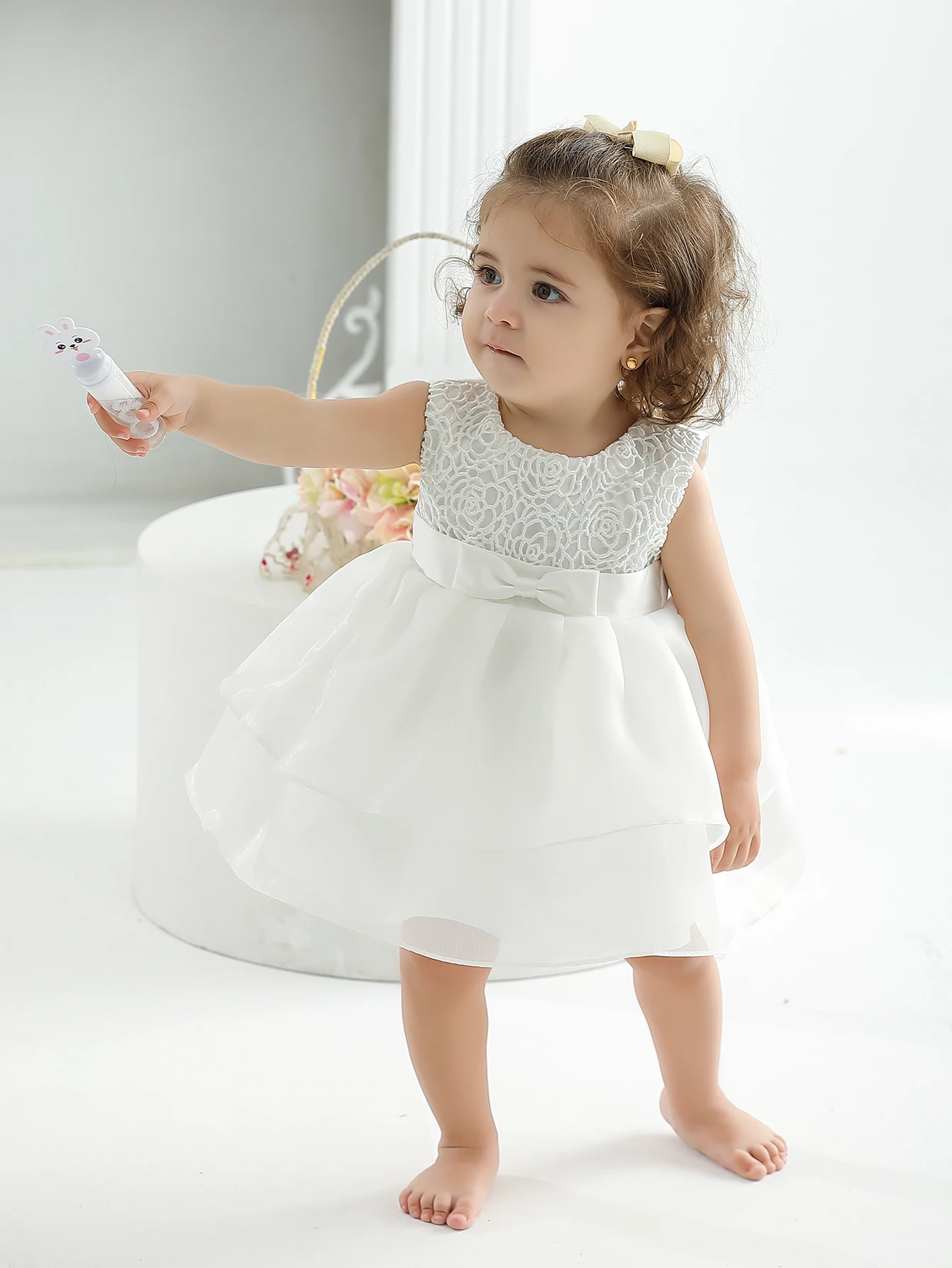 Baby Girls Dress Christening Baptism Party Formal Baby Dress Customer Design Communion Dress Gray Lace Weeding Party