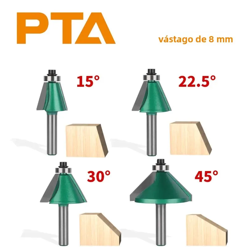 Fresa de carburo de 8mm para biselado, fresado frontal y de madera, herramienta para trabajar la madera