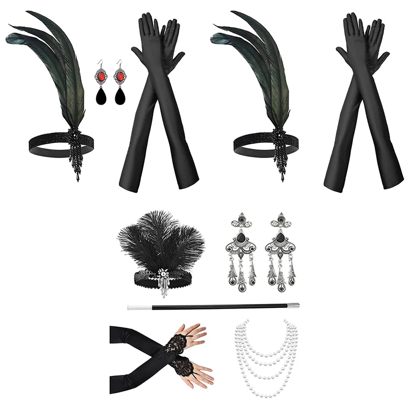 Disfraz de Charleston de los Años 20 para Cosplay, Accesorios de los Años 20, Diadema de Plumas Rosa Nude