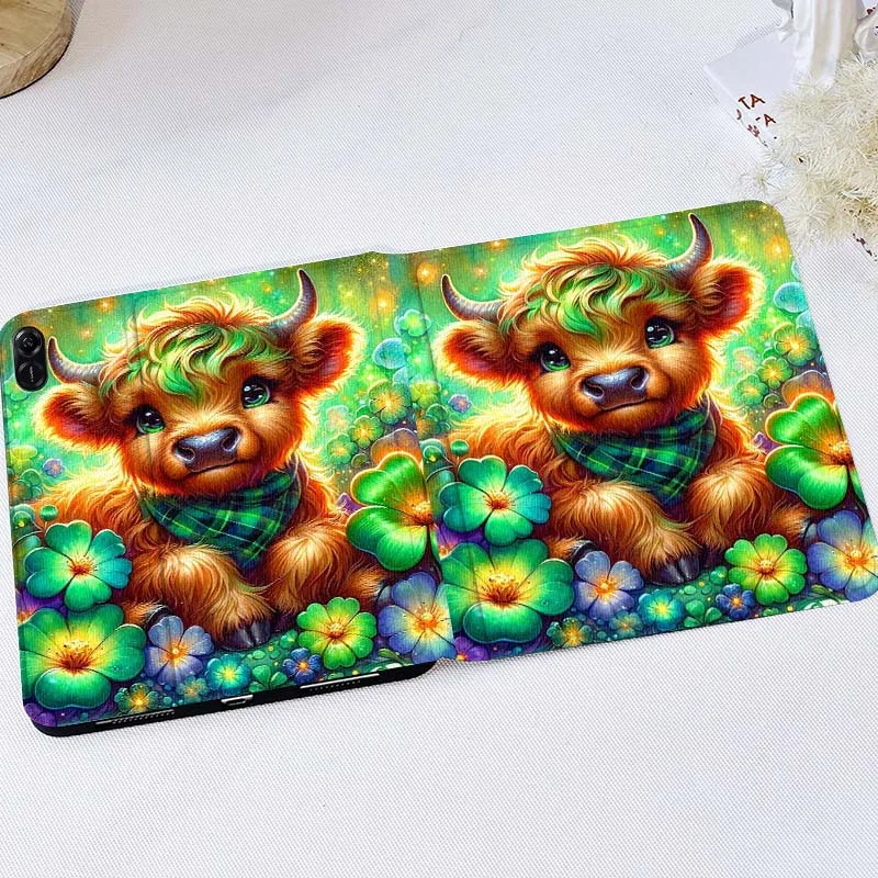 

Cartoon Cow Bath Flowers For Huawei MatePad M5 T5 SE 11 Pro Honor Tab 5 V7 V8 X9 GT 10.1 10.8 Inch Tablet Case Cover
