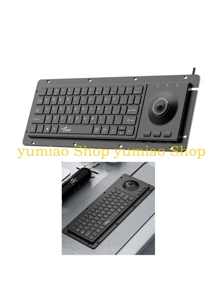 587B Metal Frame 64Key Keyboard With Scissor Switches And Trackball For Harsh Working Environment