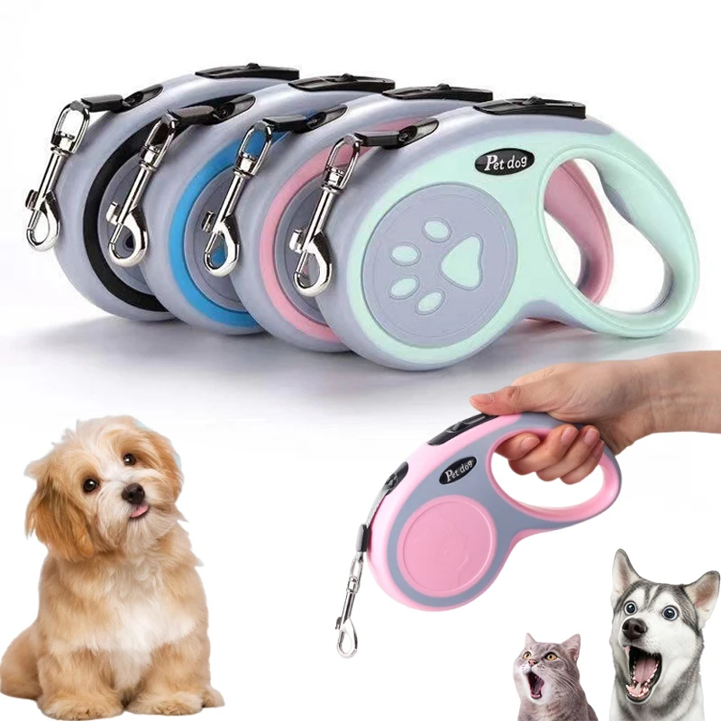 Nova Coleira Retrátil Automática de Nylon 3/5M para Cães e Gatos, Durável, Extensível, para Passeio e Corrida, com Sistema de Rolo para Cães Pequenos