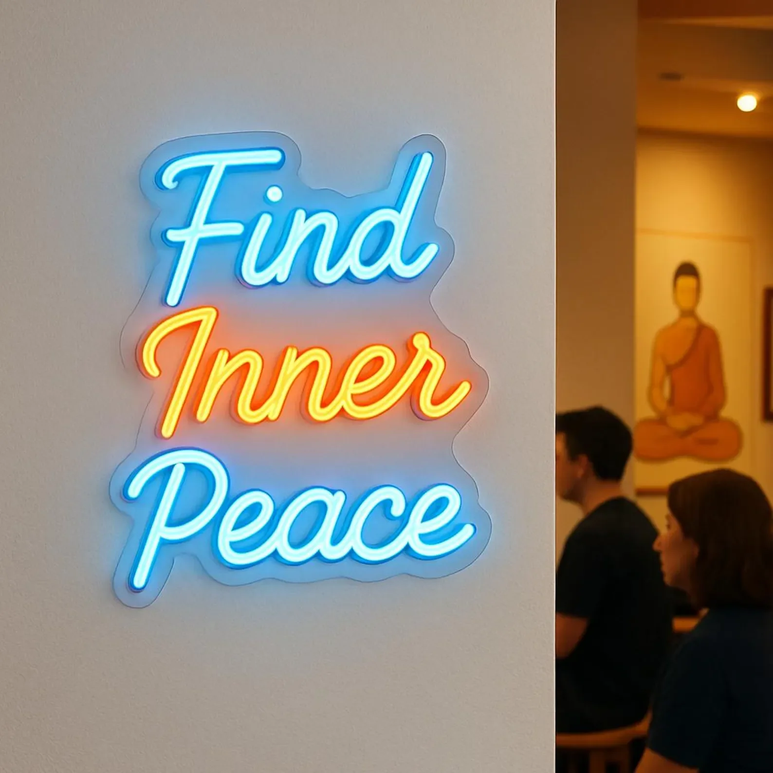 Find Inner Peace Neon Sign,Meditation Training Neon Sign,Yoga Studios Sign,Meditation Centers Led Sign,Wellness Center Neon Sign