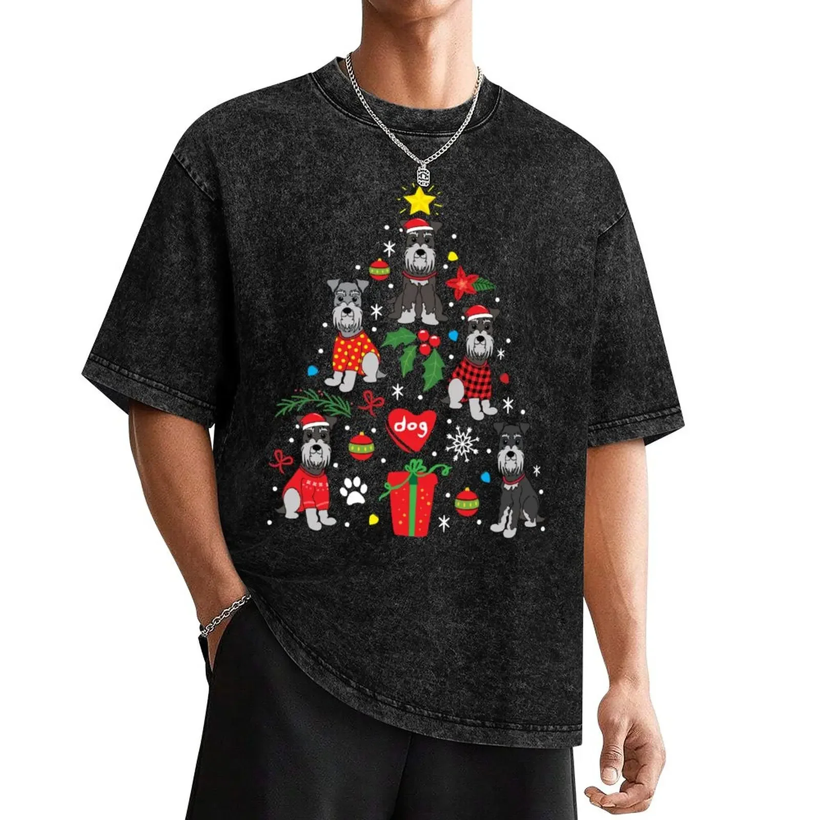 

Schnauzer Christmas Ornament Tree T-Shirt cute tops anime stuff mens clothing
