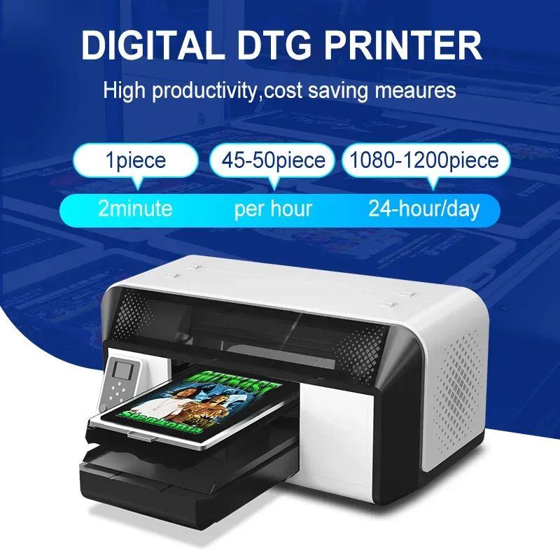 4 Or 8 Color Digital Printing Machine T-shirt Sweatshirt Hoodie DTG Digital Inkjet Printer For DIY Shop Or Small Factory