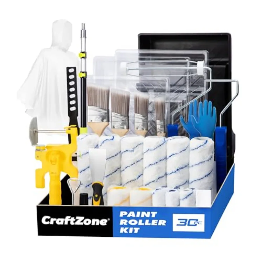 

30PCS Paint Roller Kit with Extension Pole-2 to 4 FTWall Painting Supplies with Paint Edger Roller Brush 12" House Painting Set