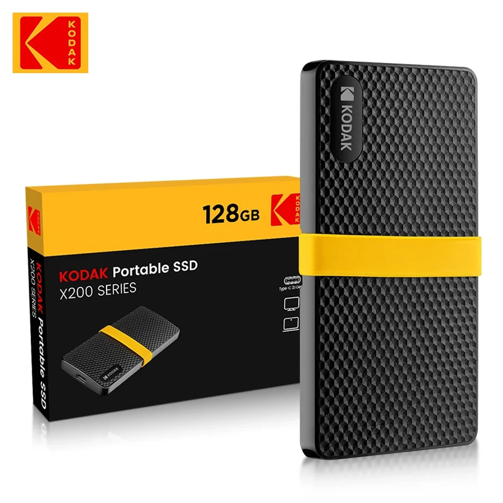 KODAK X200 휴대용 SSD 외장 드라이브 하드 디스크, 노트북 스마트폰 PC용, 1TB, C타입, USB3.1, 512GB, 256GB