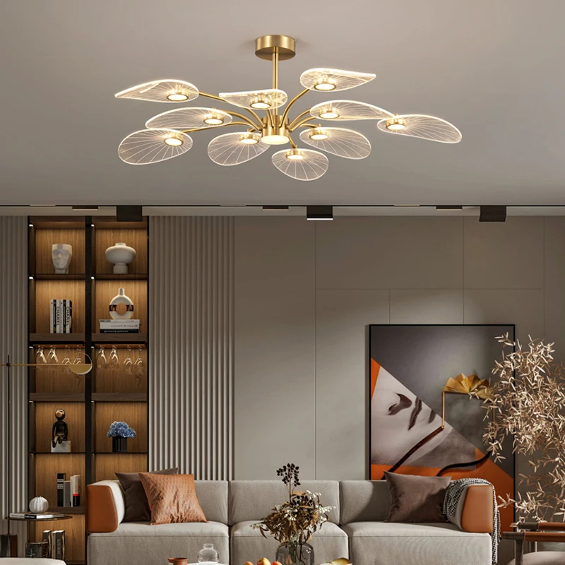 Imagem -04 - Modern Leaf Led Chandelier Iluminação Interior Villa e Villa Ideal Pendant Lamp Salon e Office Hall Designer