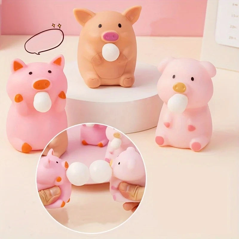 Cute Blow Bubble Pig Anti Stress Squeeze Toy Animal Vent Ball Pinch Decompression Sensory Fidget Toy For Adults Kids Party Favor