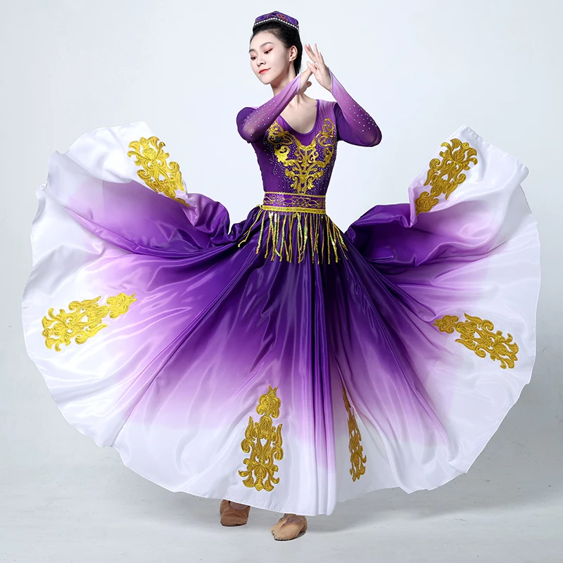 Fantasia de dança espanhola para mulheres, performance 540 graus, palco clássico de dança cigana, vestido flamenco, grande balanço, vestido tourada