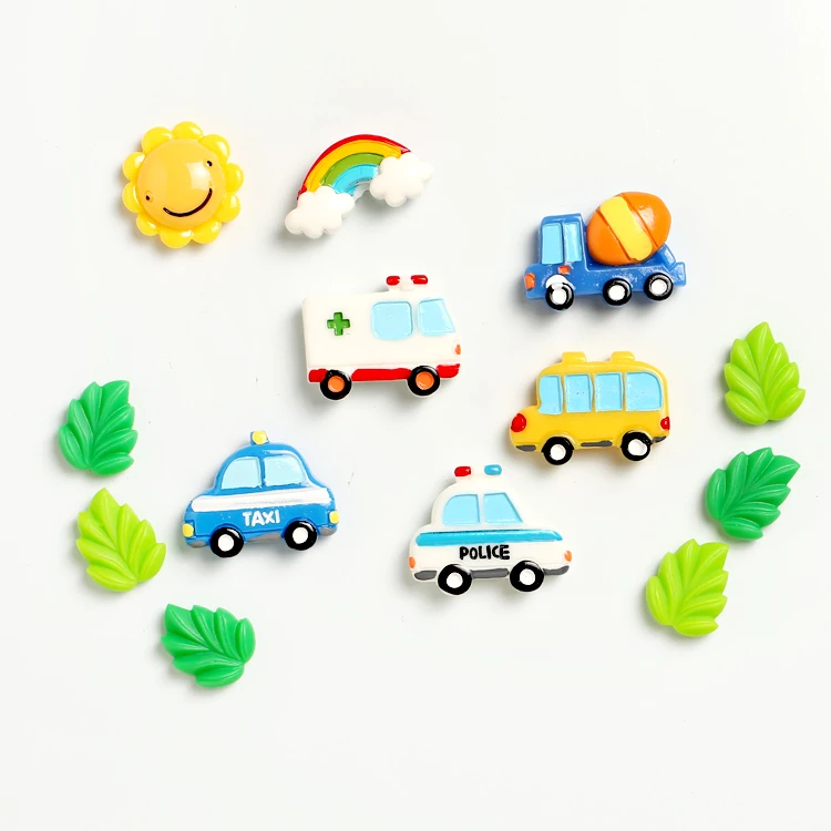 Hot selling resin car sun rainbow leaf plant cartoon refrigerator sticker