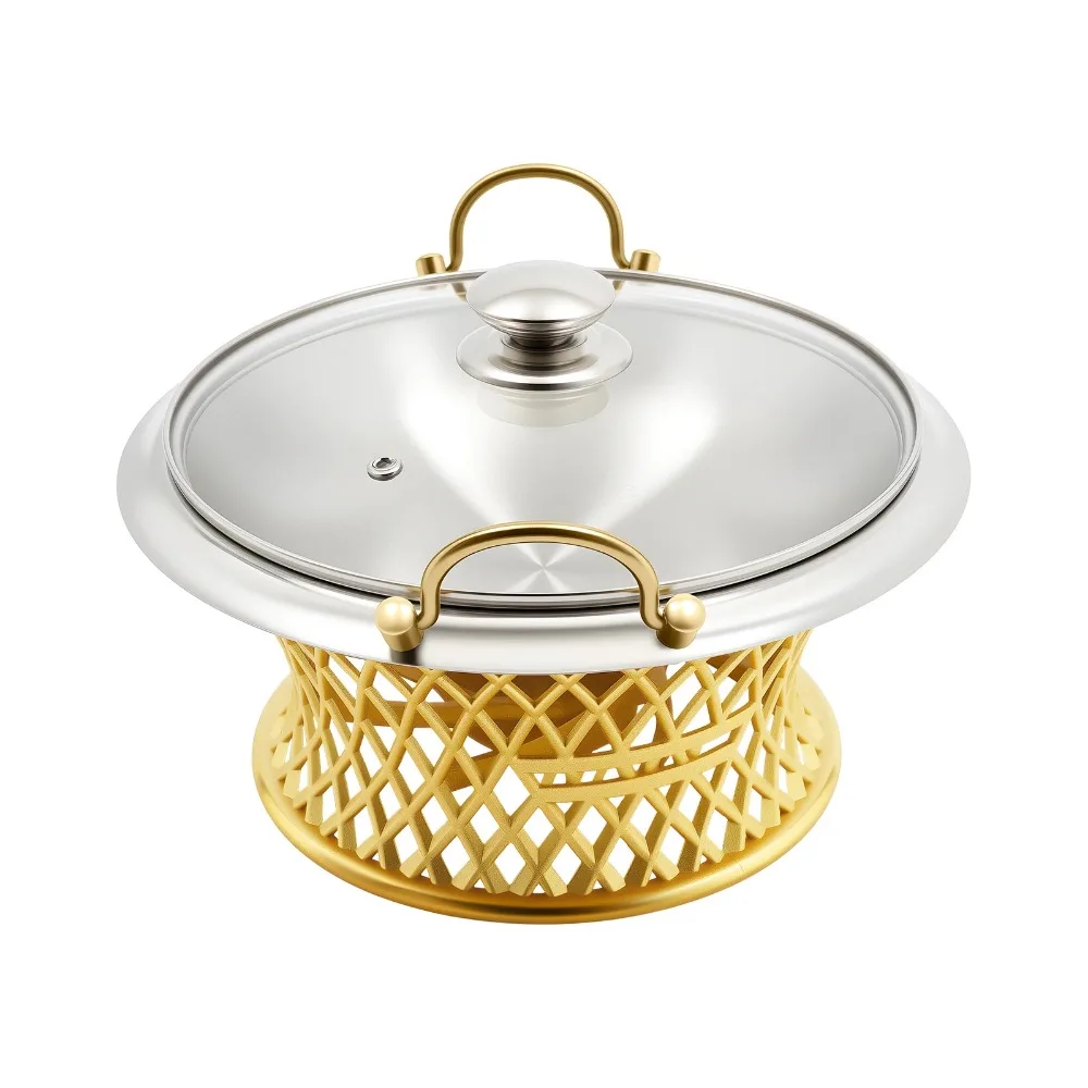 

Chafing Dish Buffet, 1.5L Round Chafing Dishes for Buffet with Glass Lid Stainless Steel Round Chafers for Catering Warmer Tray