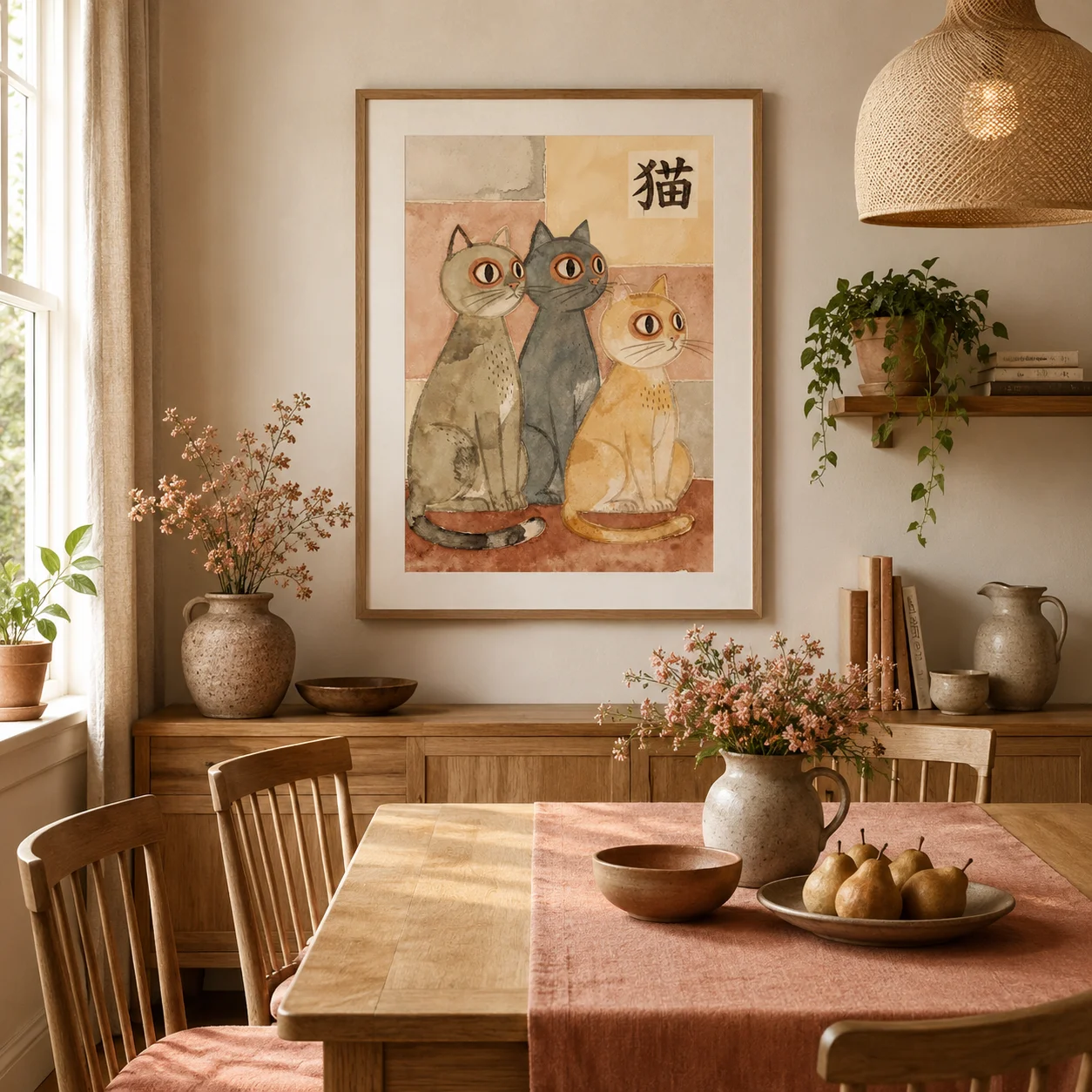 Japandi 고양이 포스터, 캔버스 벽 프린트, 현대 - Home Office Japandi 리뷰 및 가격