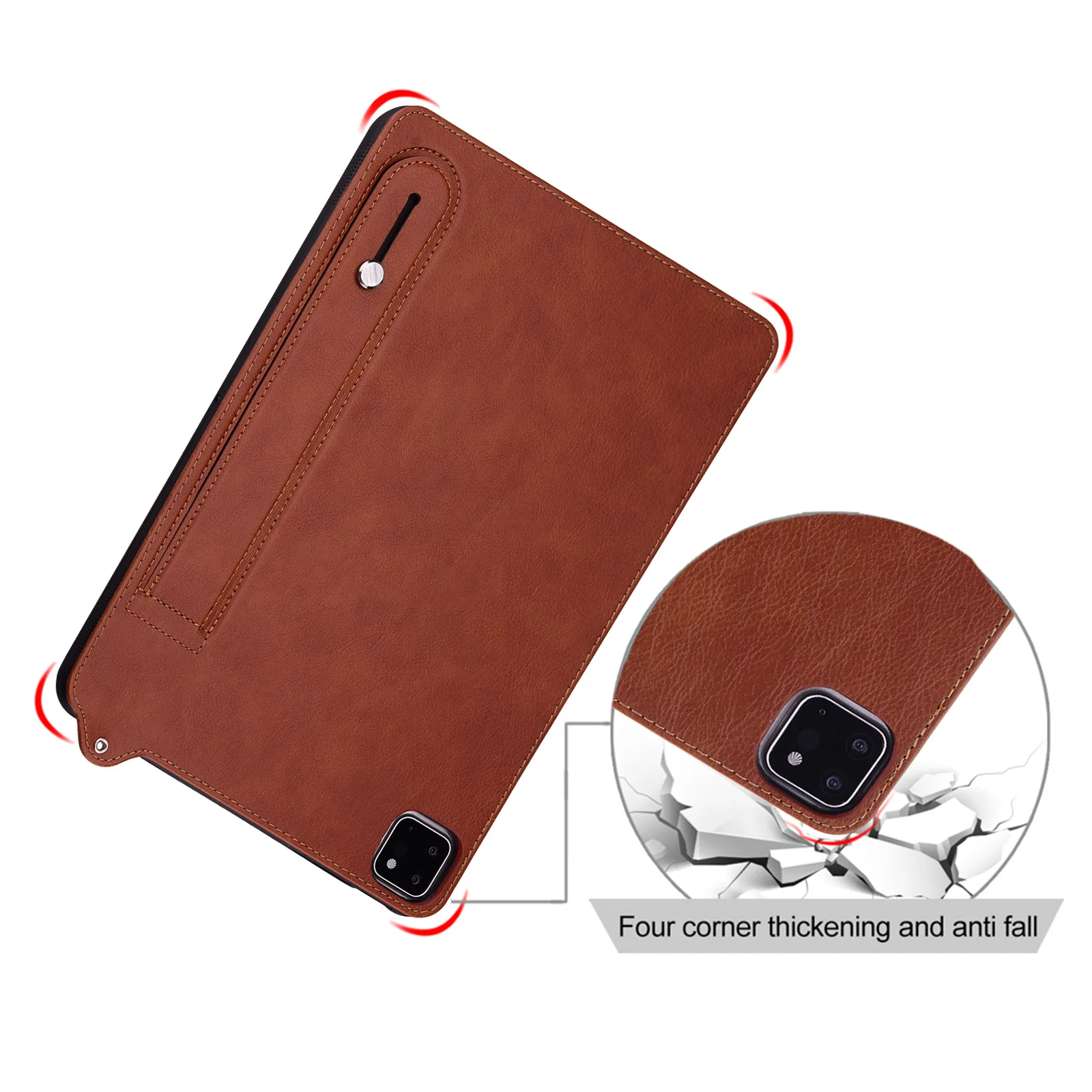 حافظة معصم بنمط كريزي هورس بلون سادة مضادة للسقوط لهاتف سامسونج تاب S10 S9 S8 plus S10 S9 Ultra Tab A9 + حافظة جلدية