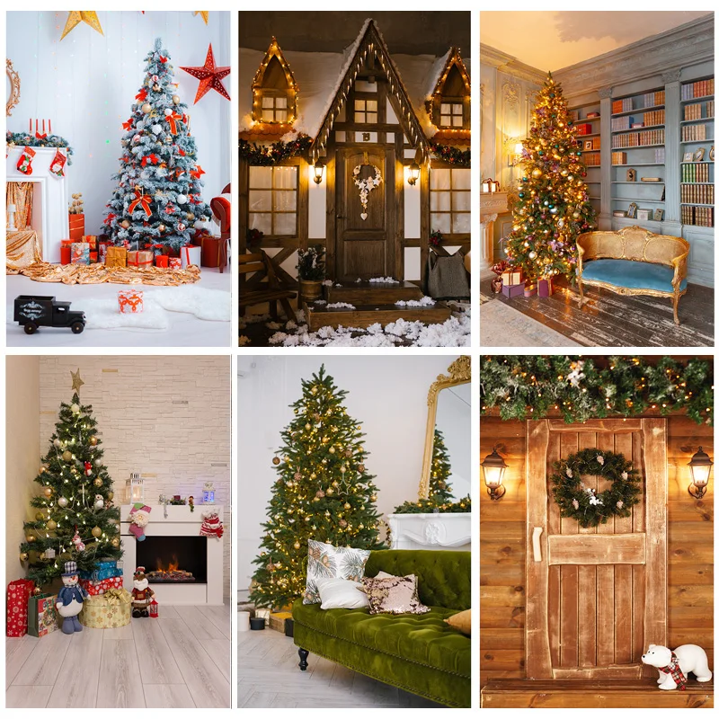 

SHUOZHIKE Christmas Indoor Theme Photography Background Christmas tree Portrait Backdrops For Photo Studio Props 21520 YDH-03