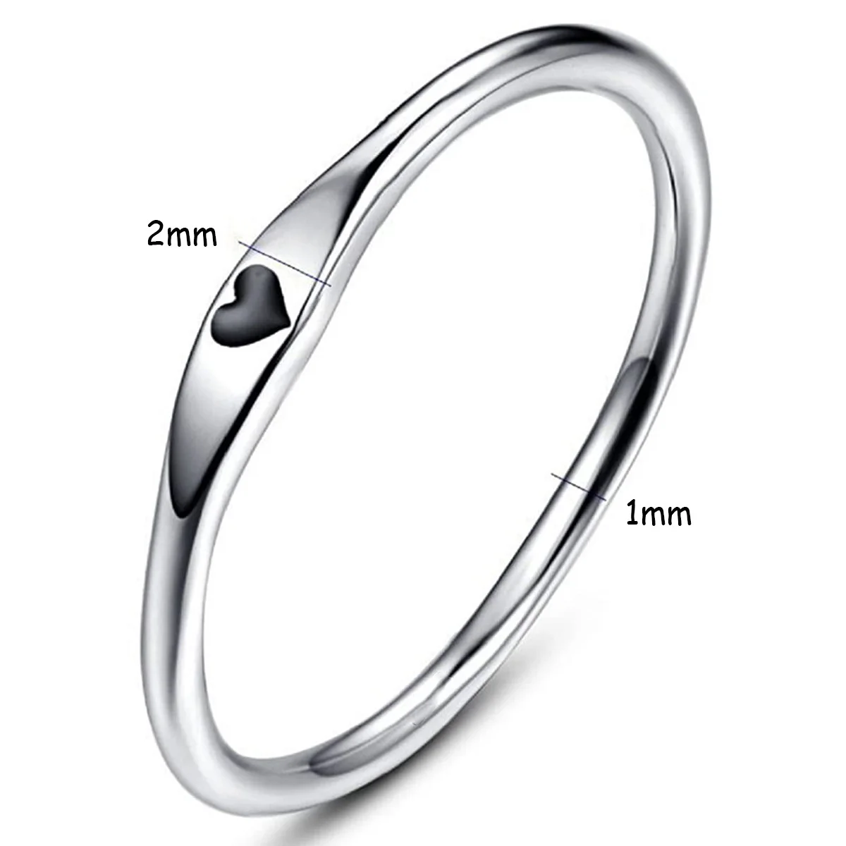 925 Ring Sterling Silver Simple Carve Heart Wedding Band Stackable Promise Ring Valentine's Day Gift For Her Size 6-10