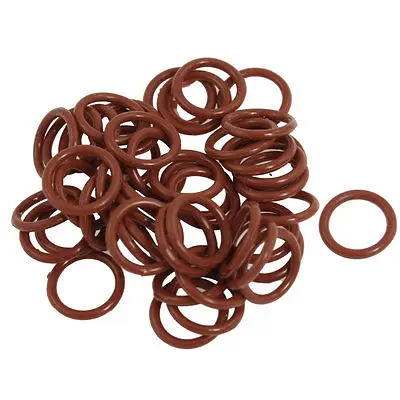 50 Pcs Red Silicone O Ring Oil Seals Gaskets 15mm x 2mm