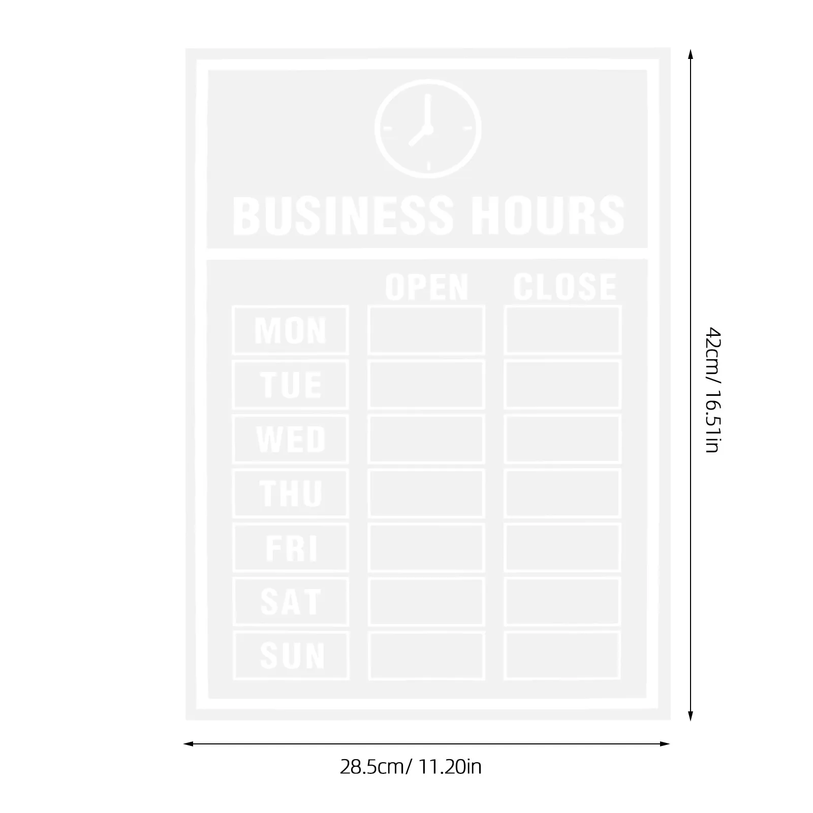1Set Store Hours Window Cling Business Hours Decal Reusable Static Cling Clear Glass Sticker for Salon Cafe Office Business
