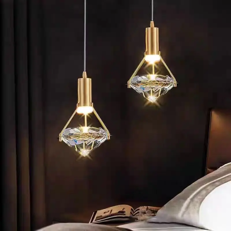 Diamond Crystal Pendent Lamp, Modern and Minimalist Decor Lighting Fixtures for Living Room Dining Room Foyer Bedroom Bedside