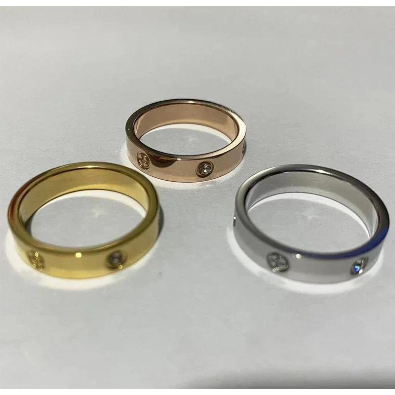 Trendy Stainless Steel Rose Gold Color Love X Ring for Women Men Couple CZ Crystal Brand Rings Luxury Brand Jewelry Wedding Gift