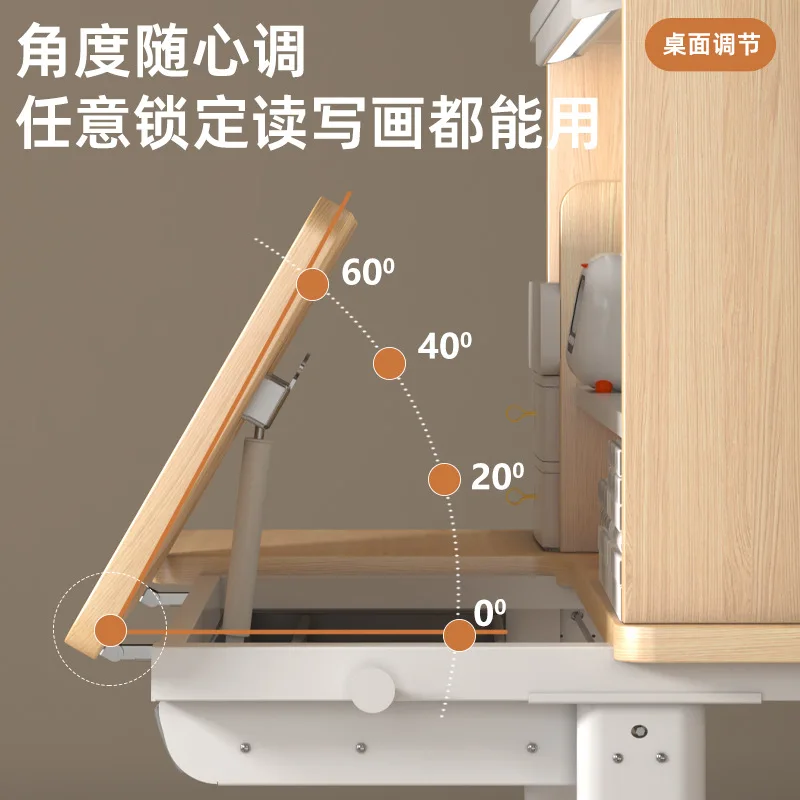 Children's study table Solid wood lifting desk for primary and secondary school students