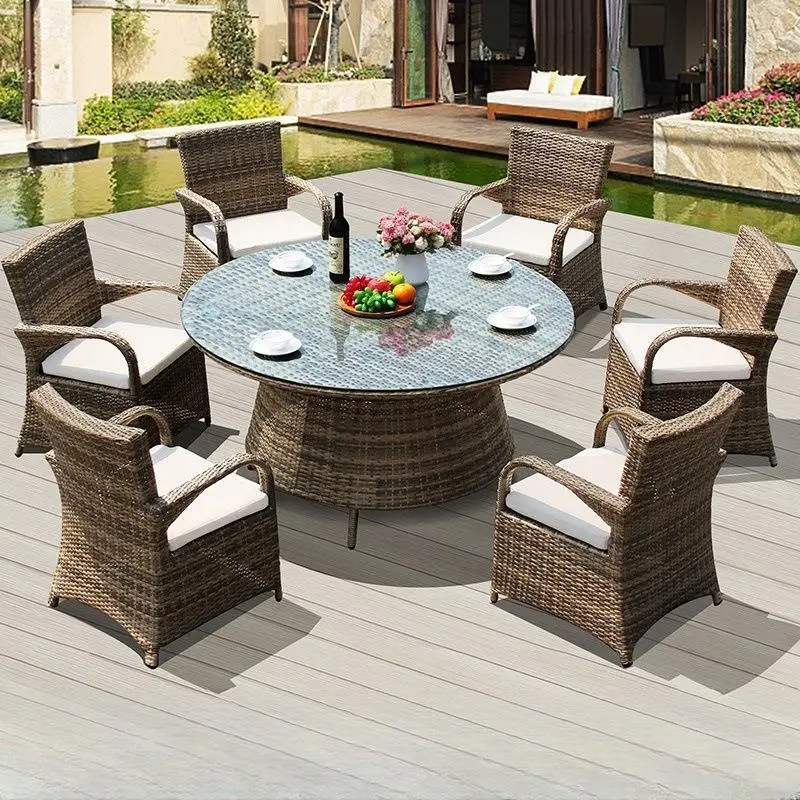 # Modern Patio Garden All Weather Wicker Furniture Outdoor Garden Furniture  Dining Table Set Outdoor Rattan