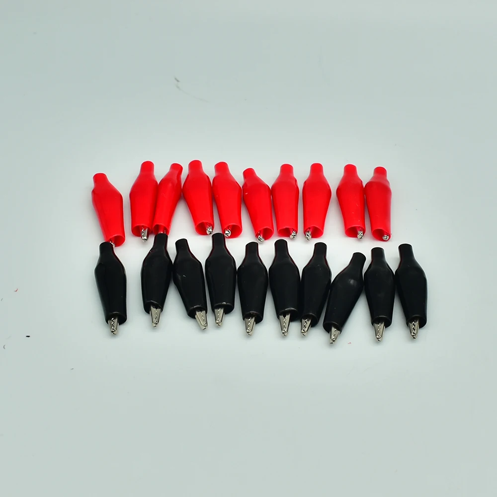 20pcs28MM Metal Alligator Clip G98 Crocodile Electrical Clamp Testing Probe Meter Black Red with Plastic Boot Car Auto Battery