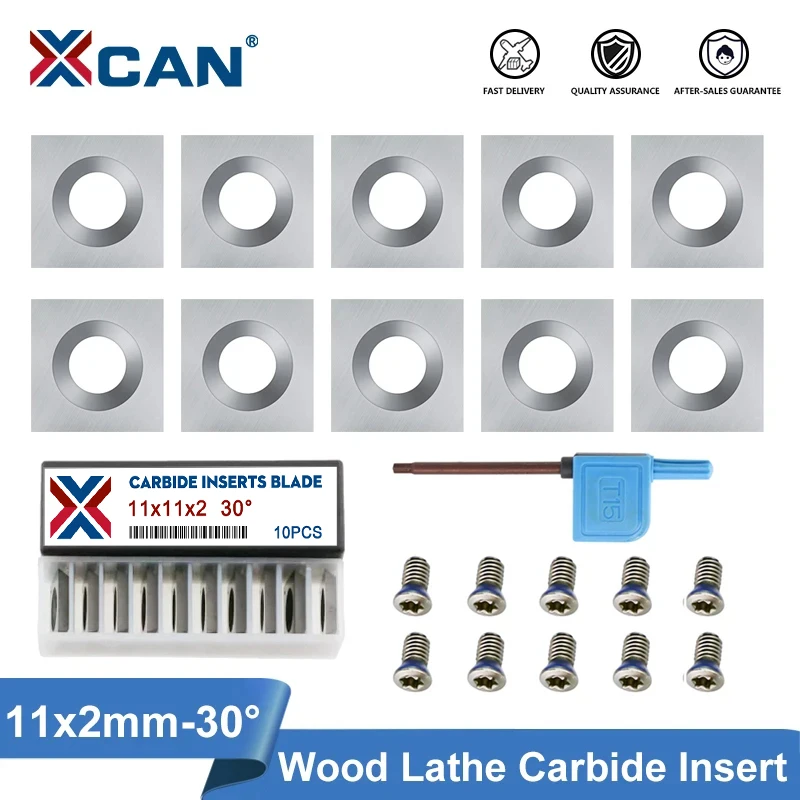 

XCAN Carbide Insert 10pcs 11x11x2 Wood Lathe Turning Tool Cutter Replacment for Woodworking Lathe Tools