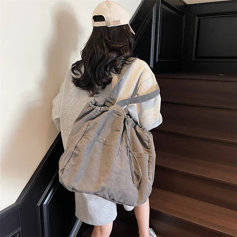 

Canvas Tote Bags for Women 2025 Korean New Large Capacity Shoulder Underarm Bag High Quality Students Female Simple Handbags