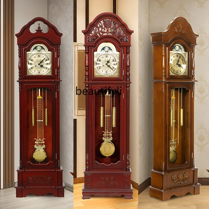 Living Room the Grandfather Clock Chinese Retro Stand  Large Swing Floor Clock  Movement Solid Wood Machinery