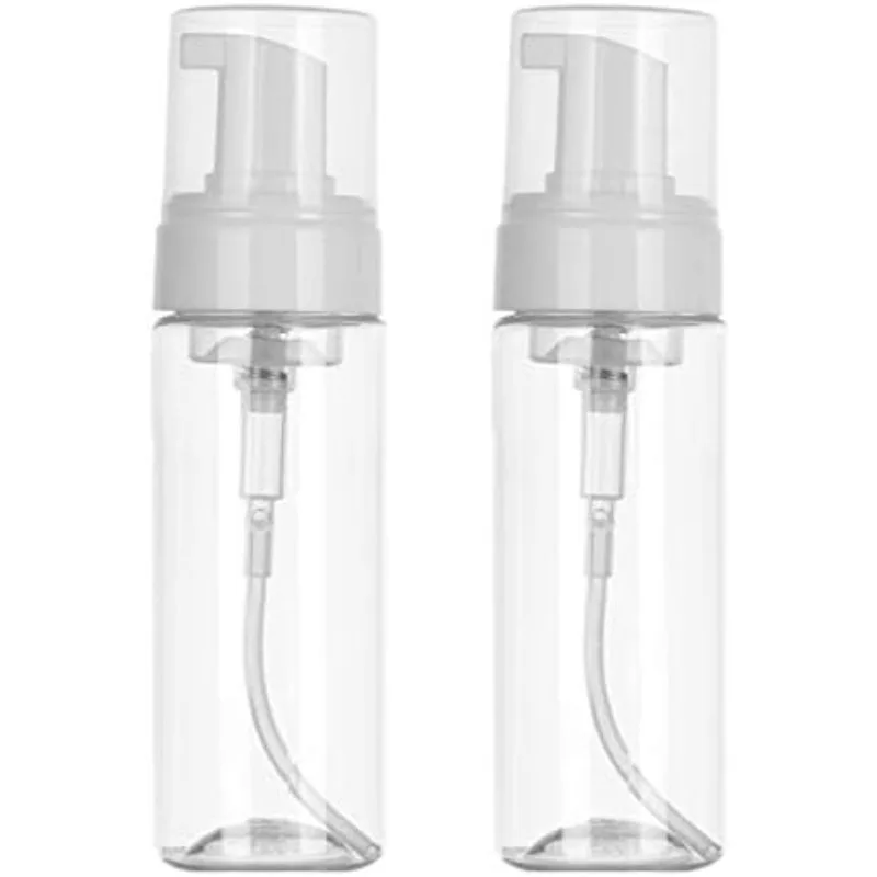 2Pcs 200ml Foaming Soap Dispenser Bottle Transparent Plastic Foam Pump Refillable Hand Wash Mousse Travel Empty Container