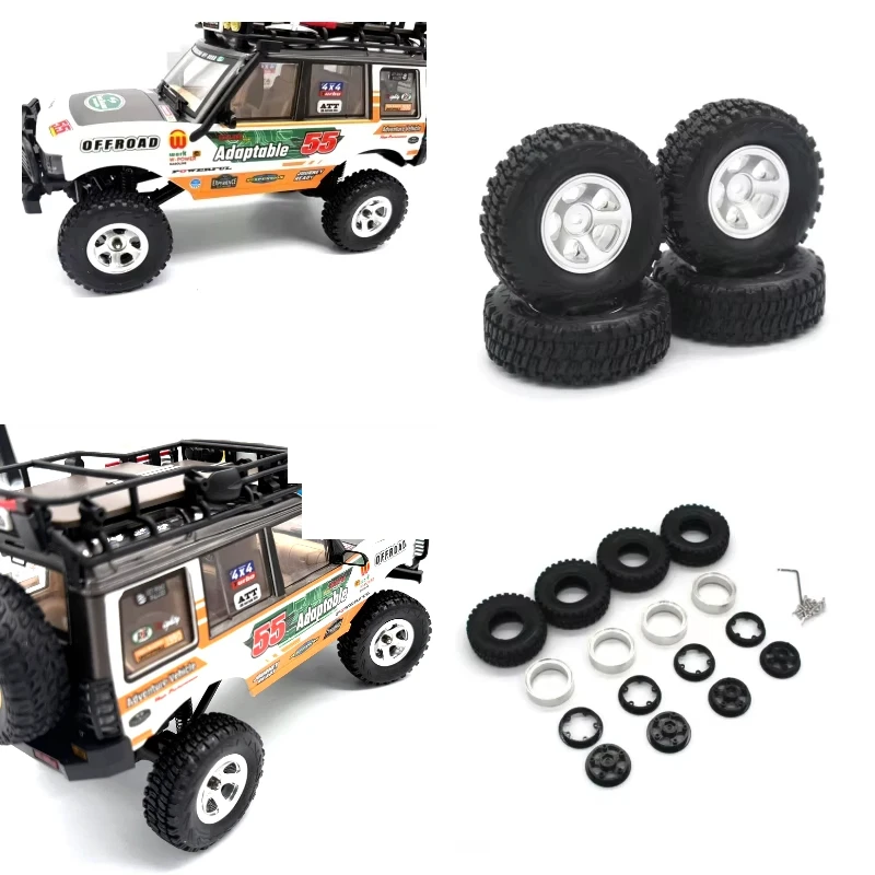 

Jxc Rc Car Tires Metal Wheel Rims Rubber Off Road Tires Star Tire Clamps 1/18 Lr1801 For Remote Control Crawler Enthusiasts