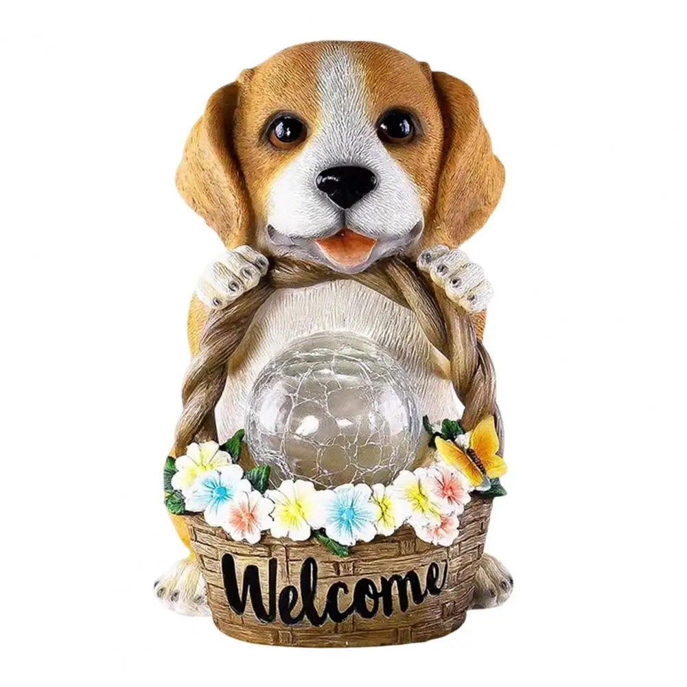 Solar Garden Lights Puppy Cat Rabbit Solar Garden Light, Outdoor Sculpture Waterproof Solar Lamp for Yard Patio Porch Decor