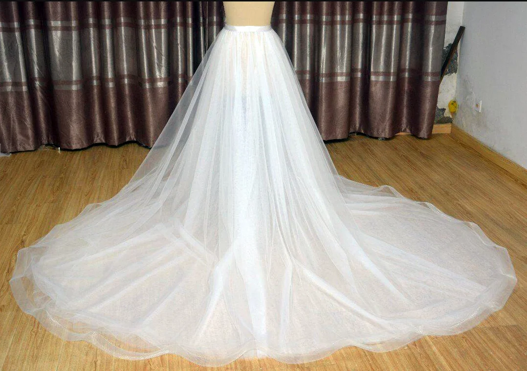 Removable Ball Gown bridal overskirt white Tulle skirt custom size