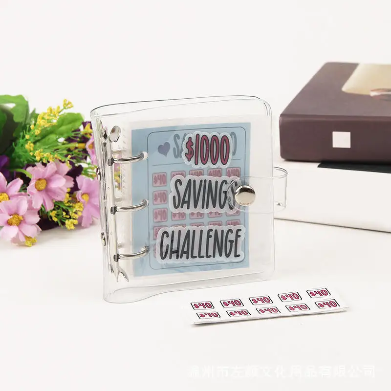 Mini Wallet Saving Challenge Mini $ 1000 Saving Wallet PVC Envelope Challenge Flip Wallet Money Organizer Planner Gift