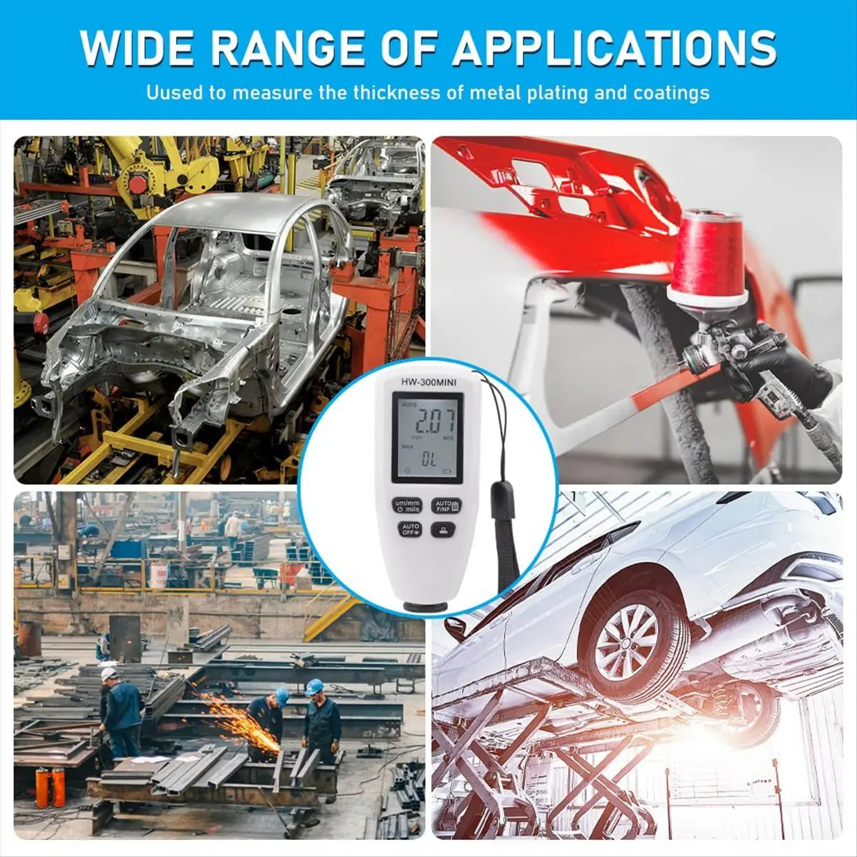 [YEAR OFFER] Automotive Paint Film Thickness Tester -300MINI Digital Coating Thickness Gauge Metal Coating Width Measurement view 5