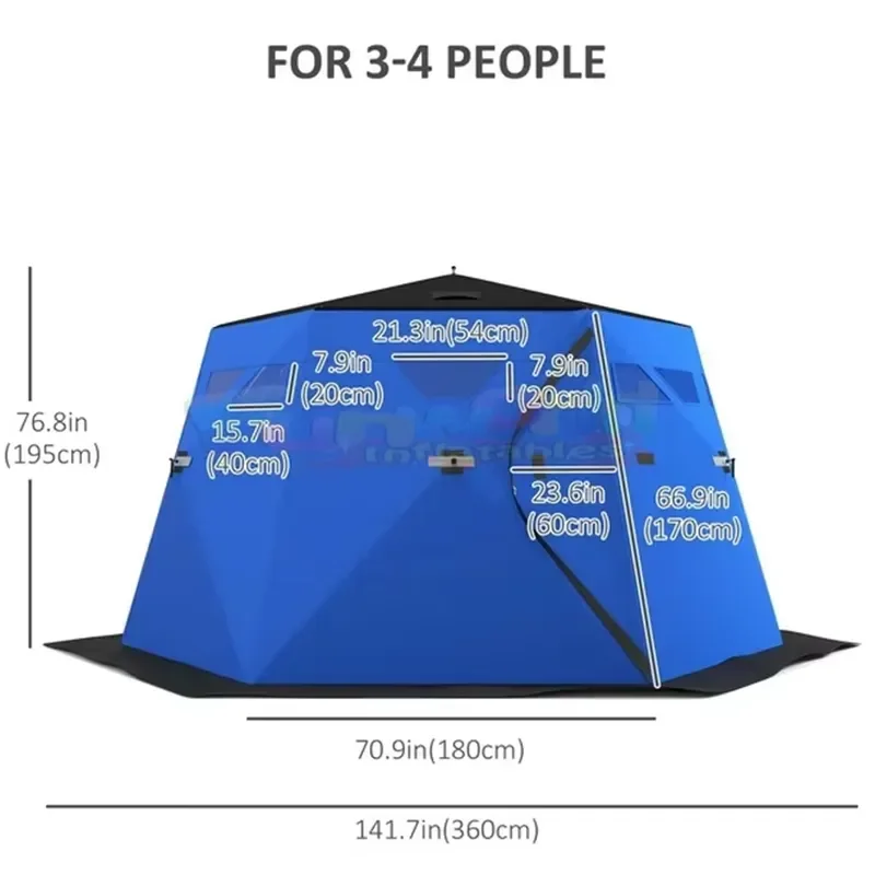 STLF 3-4 person portable capacity winter modern ice fishing tent insulated 3-layer windproof waterproof outdoor camping ice