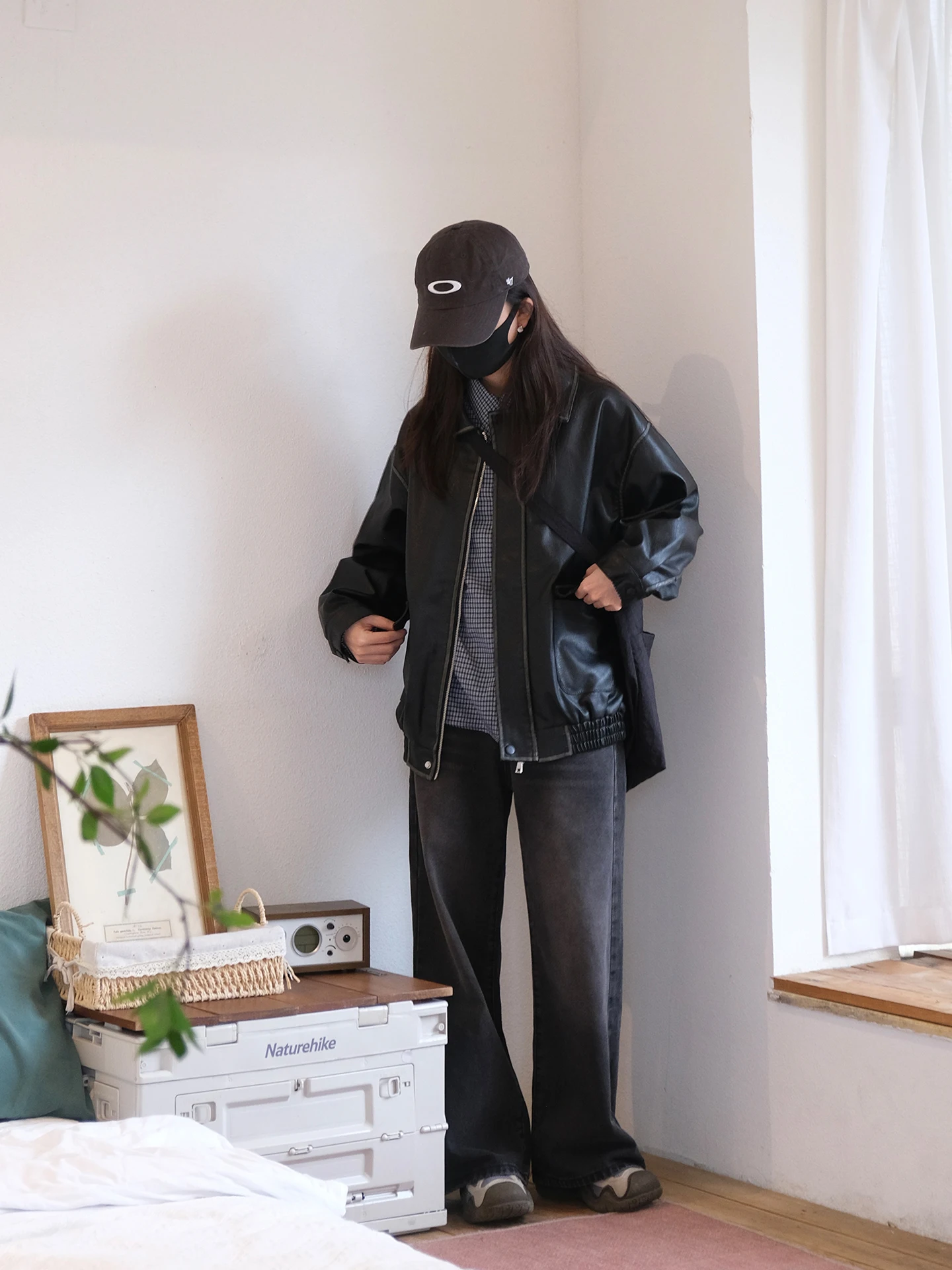 여성용 블랙 가죽 재킷 캐주얼 스타일 긴팔 지퍼 여밈 가을 아우터 스몰 사이즈 3세용