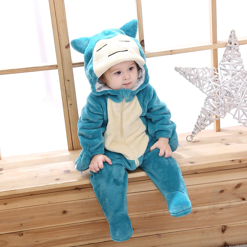 Halloween Gift  Soft Homewear Cartoon Snorlax Baby Clothes Romper Infant Winter Warm Animal Costume Outfit Cosplay Funny Cosutme