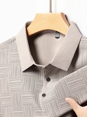 2024 Men's New Printed Business Casual Short sleeved POLO Shirt Fashion Short sleeved Comfortable and Breathable Top