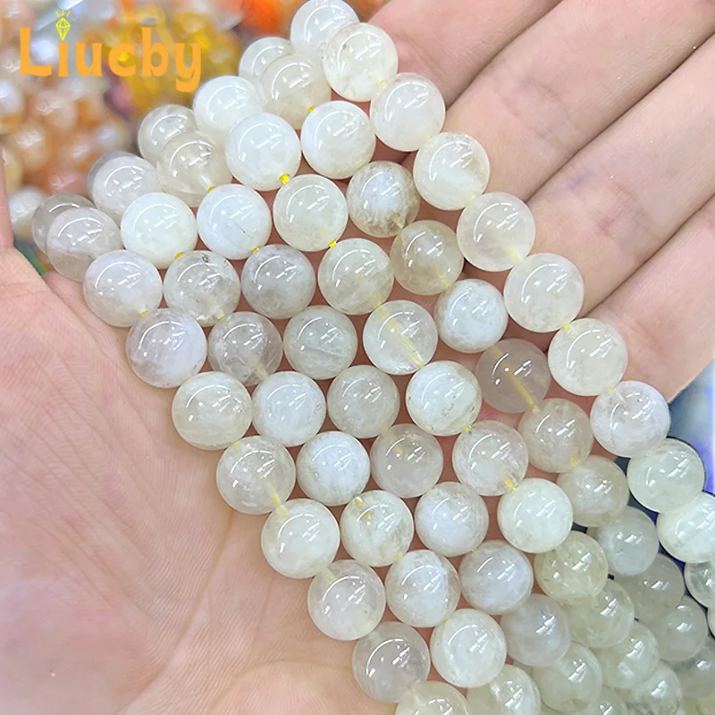 Natürliche Stein-Zitronenkristall-Perlen für Schmuckherstellung, DIY-Ohrringe für Frauen, Accessoires, Liebesarmbänder, 15 Zoll, 6/8/10 mm – Detail 4