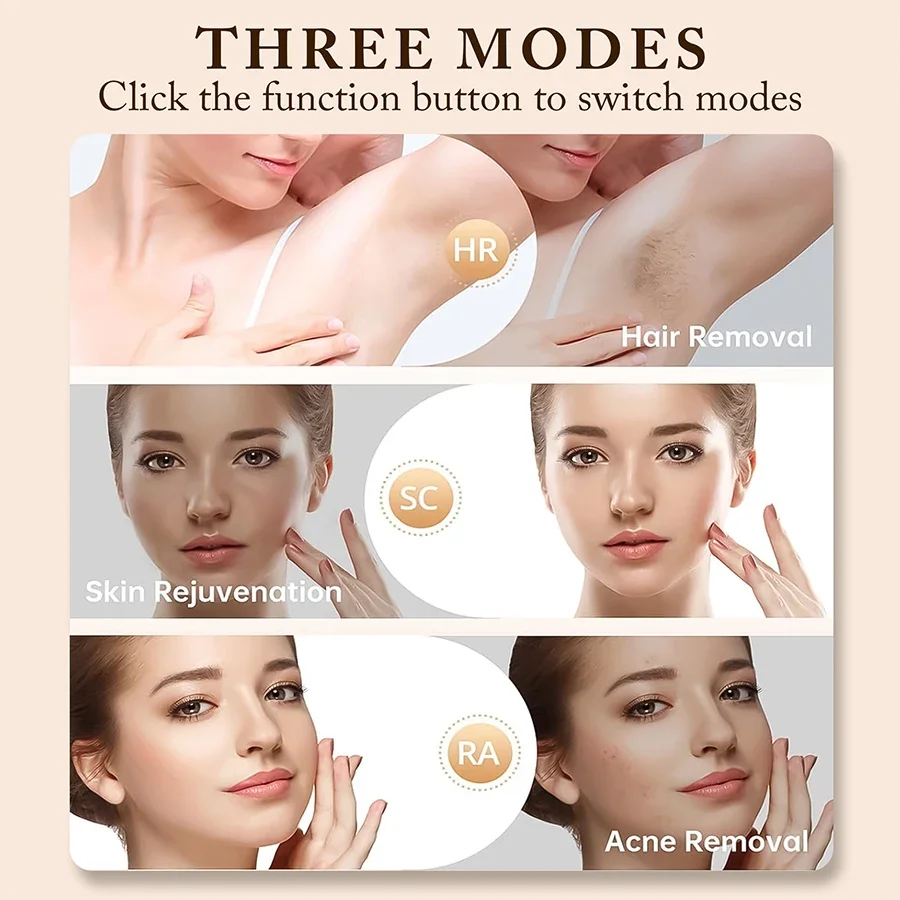 Icy-Cold Laser เครื่องกําจัดขน IPL กําจัดขนฟื้นฟูสิวลบ 3 Windows ถาวรบ้านใช้บิกินี่ Trimmer Drop Shipping